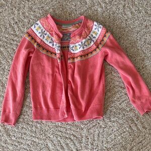 Hanna Andersson Pink Fair Isle Kids Cardigan